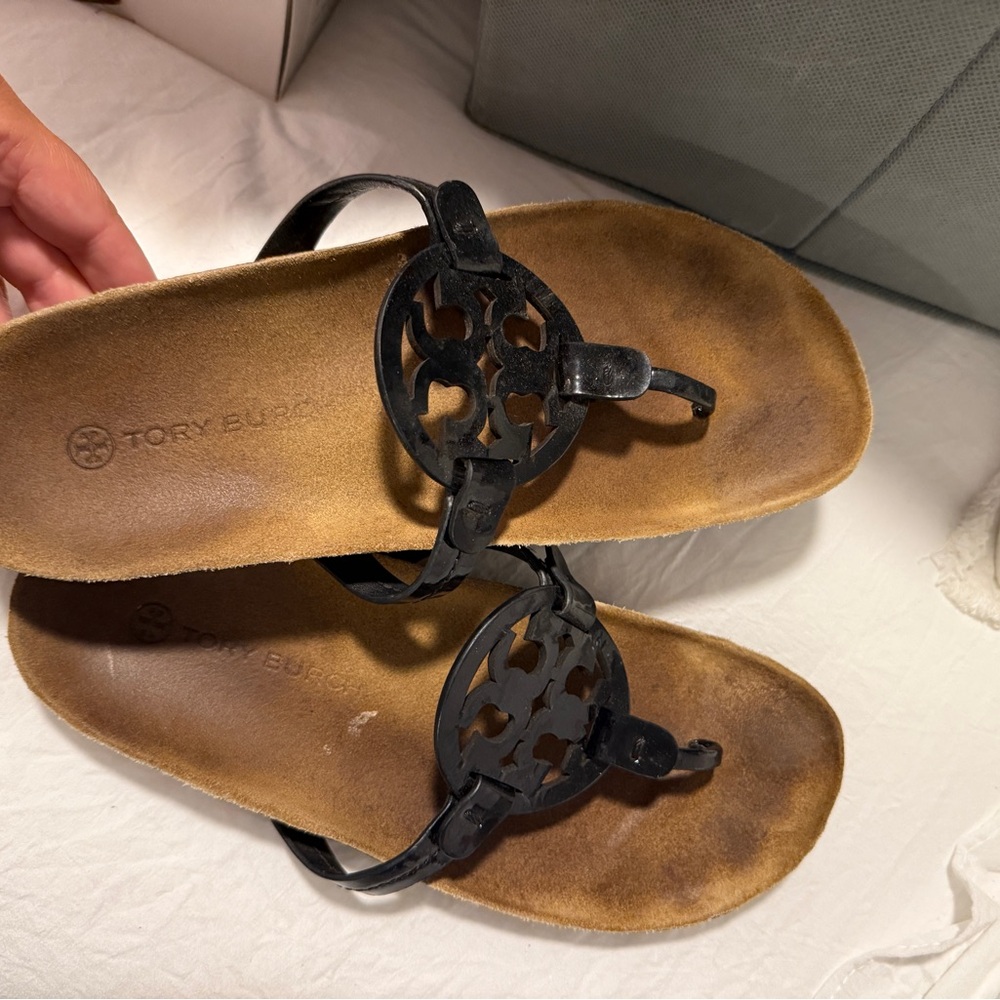 Tory Burch Black Logo Thong Sandals